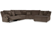 Top Tier Chocolate 6-Piece Reclining Sectional with Chaise -  Ashley - Luna Furniture