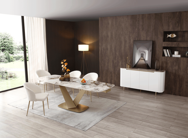 93 Dining Table with 2107 Chairs and 8010 buffet SET - p13229