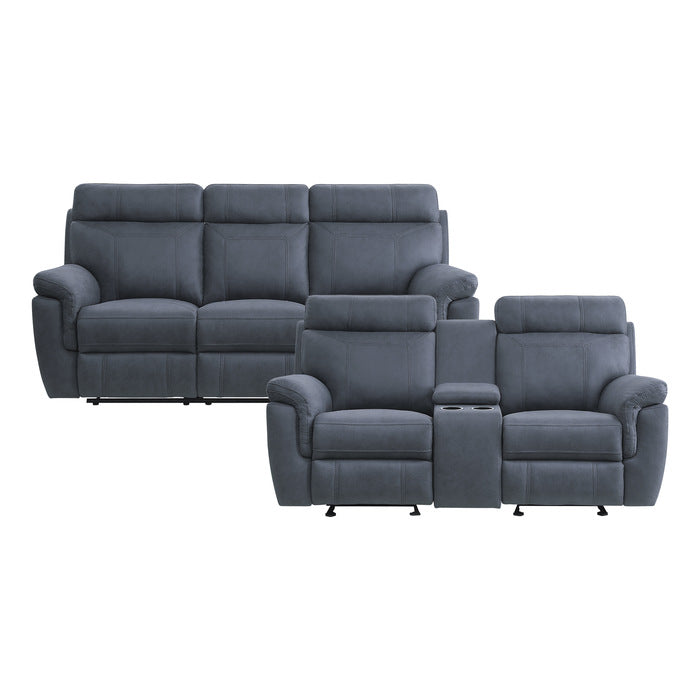 9301BUE*2 2pc Set: Sofa, Love - 9301BUE*2