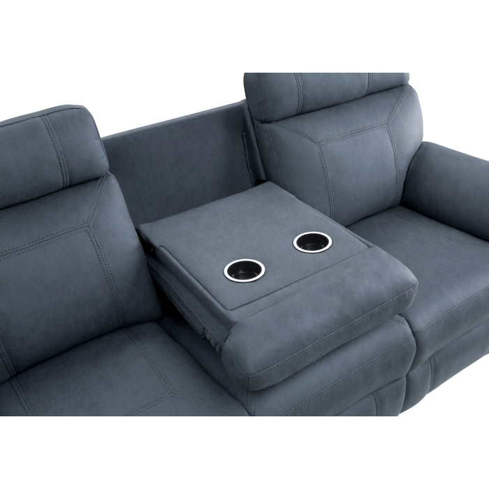 9301BUE-3 Double Reclining Sofa with Center Drop-Down Cup Holders - 9301BUE-3