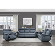 9301BUE-3 Double Reclining Sofa with Center Drop-Down Cup Holders - 9301BUE-3