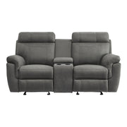 9301GRY-2 Double Glider Reclining Love Seat with Center Console - 9301GRY-2