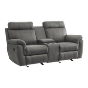 9301GRY-2 Double Glider Reclining Love Seat with Center Console - 9301GRY-2