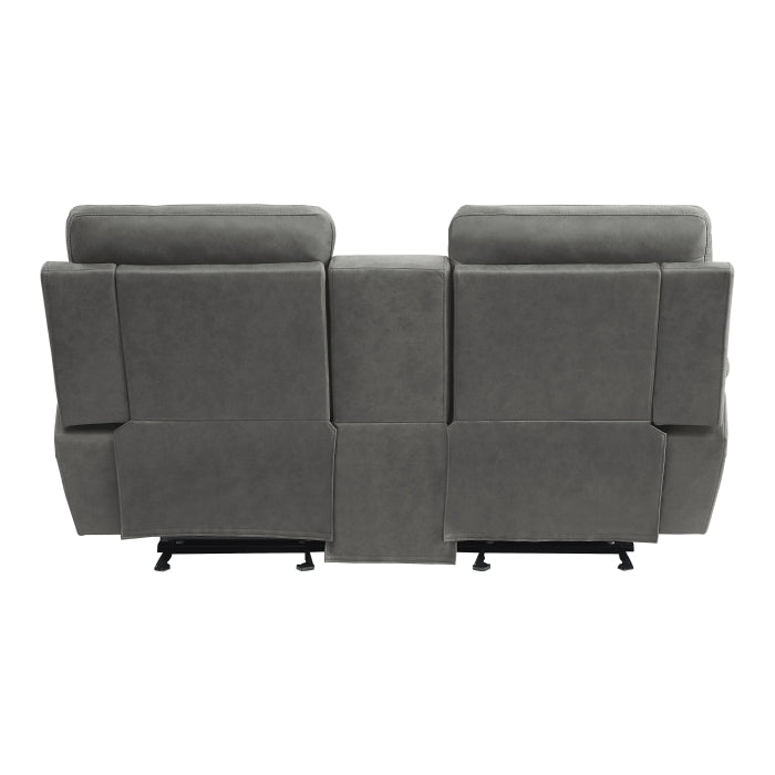 9301GRY-2 Double Glider Reclining Love Seat with Center Console - 9301GRY-2