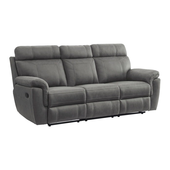 9301GRY-3 Double Reclining Sofa with Center Drop-Down Cup Holders - 9301GRY-3