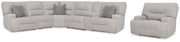 Acklen Place Pewter 6-Piece Power Reclining Sectional and Power Recliner from Ashley - Luna Furniture