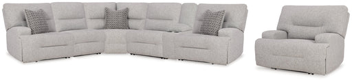 Acklen Place Pewter 6-Piece Power Reclining Sectional and Power Recliner from Ashley - Luna Furniture