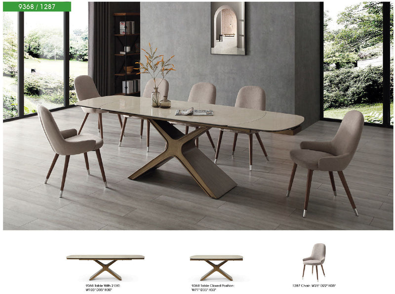 9368 Table Taupe with 1287 chairs SET - p12875