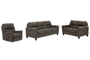 Navi Smoke Sofa, Loveseat and Recliner -  Ashley - Luna Furniture
