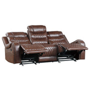 9405BR-3 Double Reclining Sofa with Center Drop-Down Cup Holders, Receptacles and USB Ports - 9405BR-3