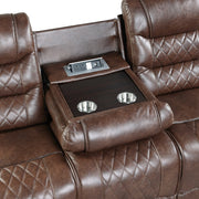 9405BR-3 Double Reclining Sofa with Center Drop-Down Cup Holders, Receptacles and USB Ports - 9405BR-3