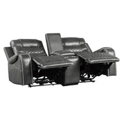 9405GY-2PW Power Double Reclining Love Seat with Center Console, Receptacles and USB Ports - 9405GY-2PW