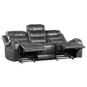 9405GY-3 Double Reclining Sofa with Center Drop-Down Cup Holders, Receptacles and USB Ports - 9405GY-3