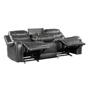 9405GY-3 Double Reclining Sofa with Center Drop-Down Cup Holders, Receptacles and USB Ports - 9405GY-3