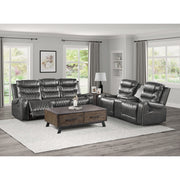 9405GY-3 Double Reclining Sofa with Center Drop-Down Cup Holders, Receptacles and USB Ports - 9405GY-3