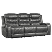 9405GY-3PW Power Double Reclining Sofa with Center Drop-Down Cup Holders, Receptacles and USB Ports - 9405GY-3PW