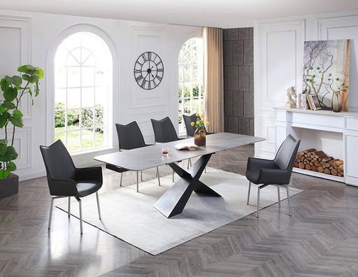 9422 Table With 1218 Swivel Dark Grey Chairs Set - Gate FurnitureDining Room Set