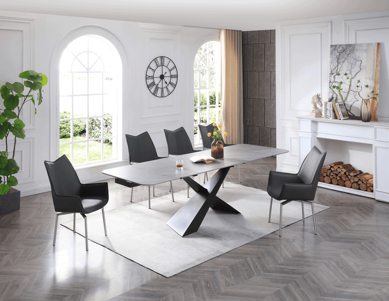 9422 Table with 1218 swivel Dark grey chairs SET - p13218