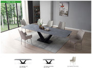 9436 Dining Table with 1218 swivel grey taupe chairs SET - p13300