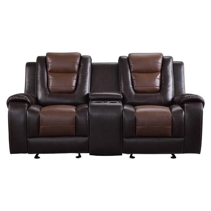 9470BR-2 Double Glider Reclining Love Seat with Center Console - 9470BR-2