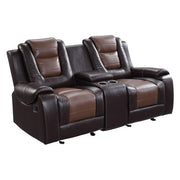 9470BR-2 Double Glider Reclining Love Seat with Center Console - 9470BR-2