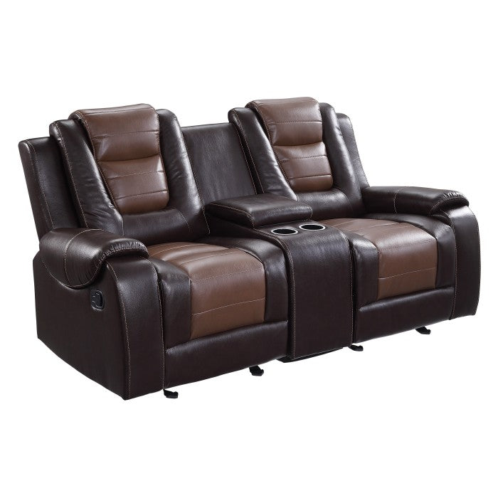 9470BR-2 Double Glider Reclining Love Seat with Center Console - 9470BR-2