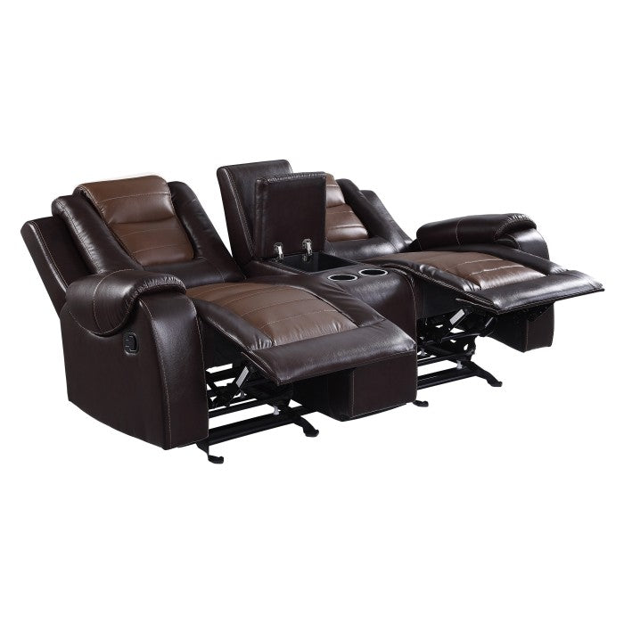 9470BR-2 Double Glider Reclining Love Seat with Center Console - 9470BR-2