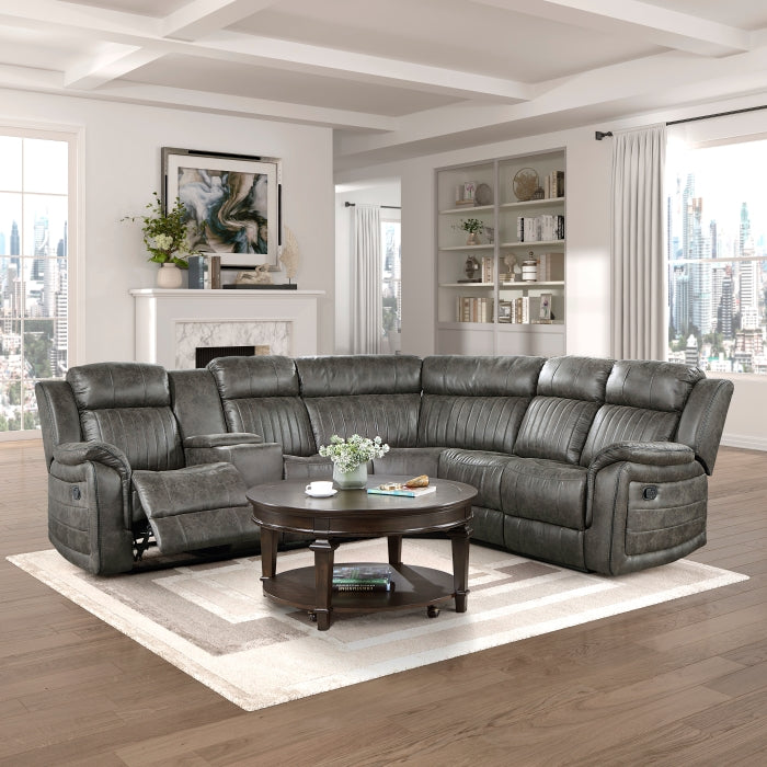 9479BRG*SC (3)3-Piece Reclining Sectional with Left Console - 9479BRG*SC