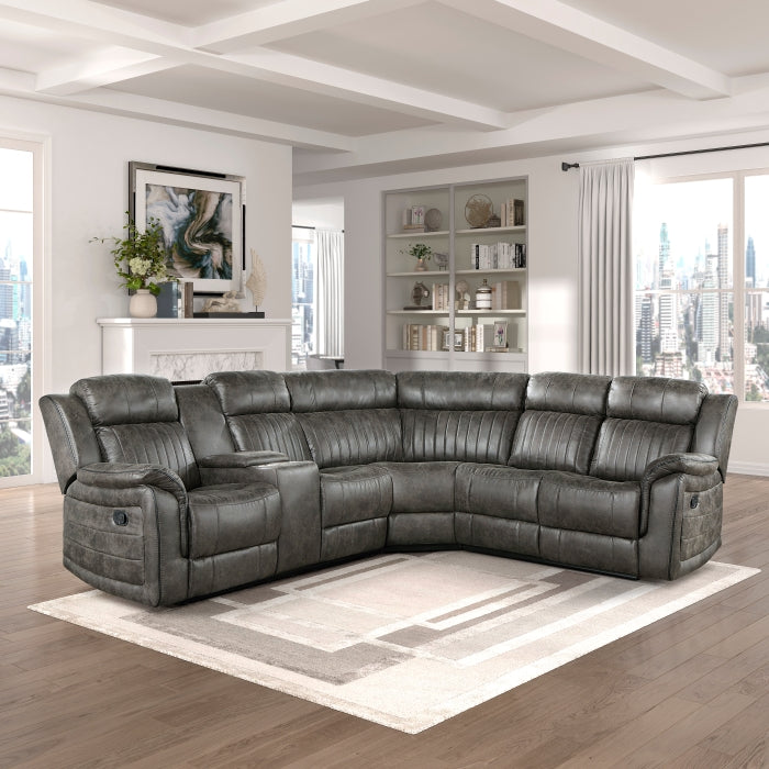9479BRG*SC (3)3-Piece Reclining Sectional with Left Console - 9479BRG*SC