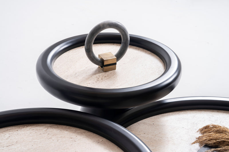 950 Black Travertine 3 Pc Coffee Table Set - Gate FurnitureCoffee Table