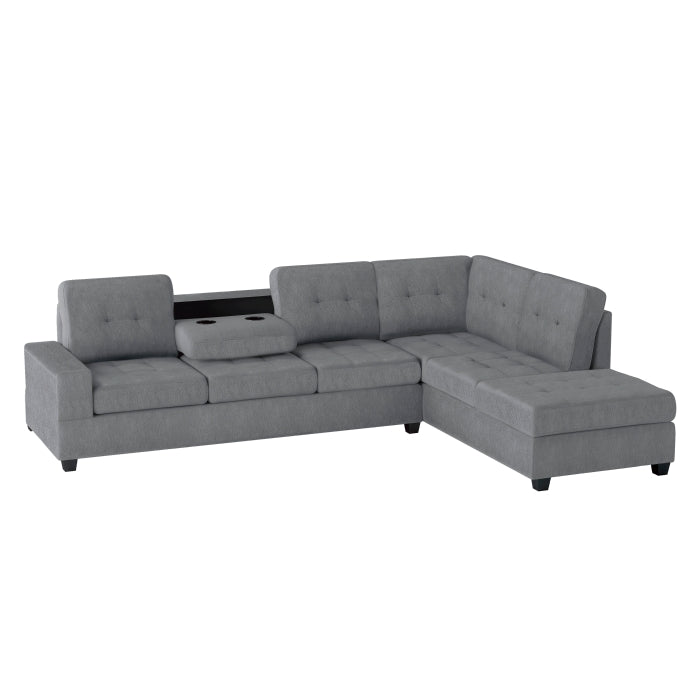 9507DGY*SC (2)2-Piece Reversible Sectional with Drop-Down Cup Holders - 9507DGY*SC