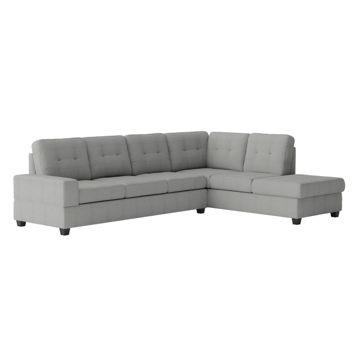 9507GRY*3OT (3)3-Piece Reversible Sectional with Drop-Down Cup Holders and Storage Ottoman - 9507GRY*3OT