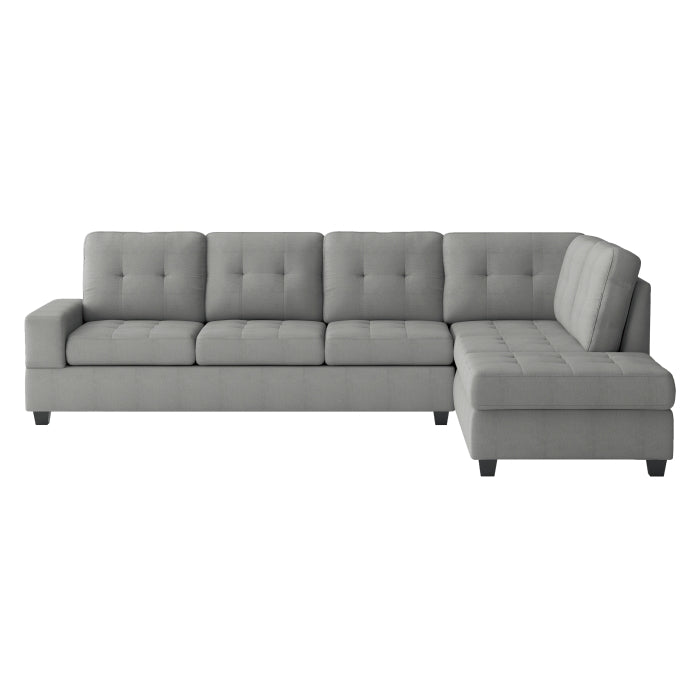 9507GRY*SC (2)2-Piece Reversible Sectional with Drop-Down Cup Holders - 9507GRY*SC