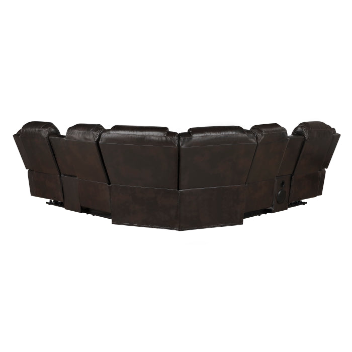 9508DB*SCPW (3)3-Piece Power Reclining Sectional with Consoles, Speakers, Subwoofer and LED Lighting - 9508DB*SCPW
