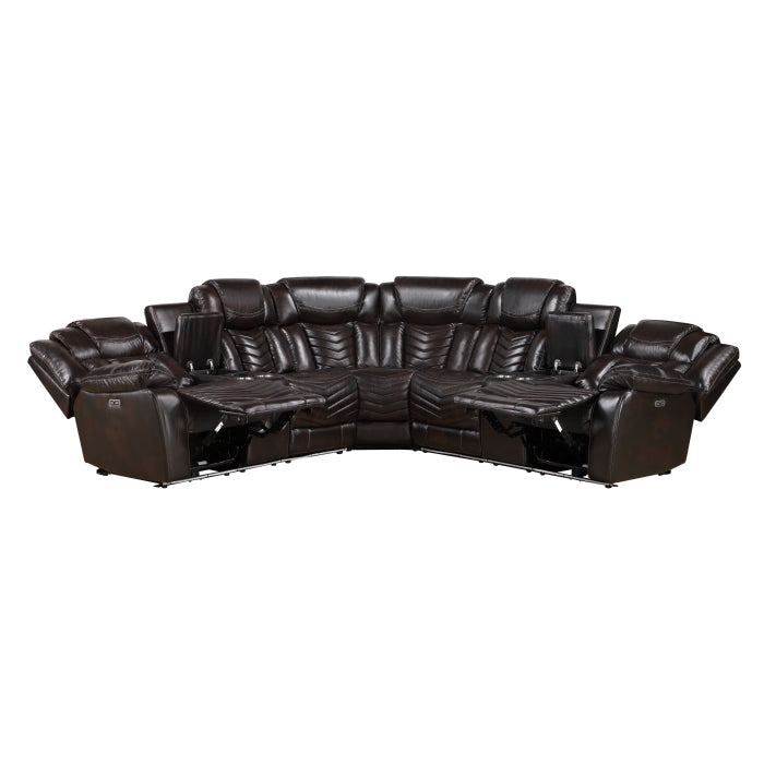 9508DB*SCPW (3)3-Piece Power Reclining Sectional with Consoles, Speakers, Subwoofer and LED Lighting - 9508DB*SCPW