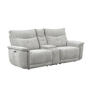 9509MGY-2CNPWH* (3)Power Double Reclining Love Seat with Center Console and Power Headrests - 9509MGY-2CNPWH*