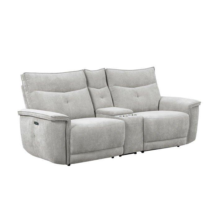 9509MGY-2CNPWH* (3)Power Double Reclining Love Seat with Center Console and Power Headrests - 9509MGY-2CNPWH*