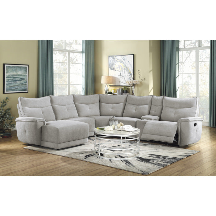 9509MGY*65LRR (6)6-Piece Modular Reclining Sectional with Left Chaise - 9509MGY*65LRR