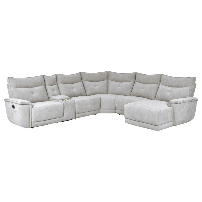 9509MGY*6LR5R (6)6-Piece Modular Reclining Sectional with Right Chaise - 9509MGY*6LR5R