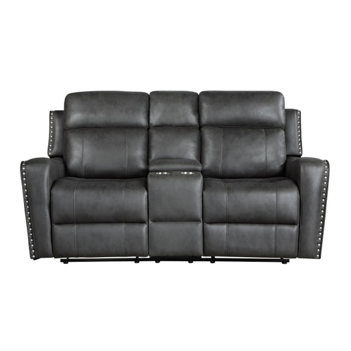 9515DGY-2 Double Reclining Love Seat with Center Console - 9515DGY-2