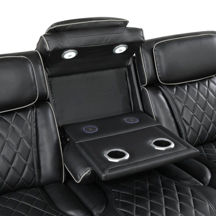 9516BLK*2PWH 2pc Set: Sofa, Love (Power) - 9516BLK*2PWH