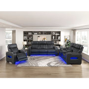 9516BLK-2PWH Power Double Reclining Love Seat with Center Console, Power Headrests, Storage Arms(Top and Side), Cup holders, Charging Ports and LED lighting - 9516BLK-2PWH