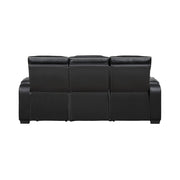 9516BLK-3PWH Power Double Reclining Sofa with Center Drop-Down Cup Holders, Power Headrests, Storage Arms(Top and Side), Cup holders and Reading Lights, Two Wireless Chargers, Charging Ports and LED Lighting - 9516BLK-3PWH