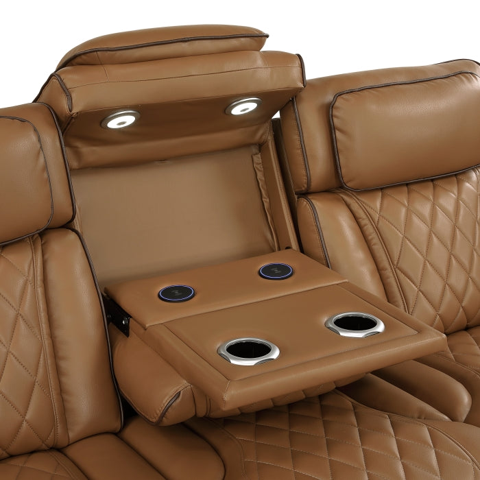 9516BRW*2PWH 2pc Set: Sofa, Love (Power) - 9516BRW*2PWH