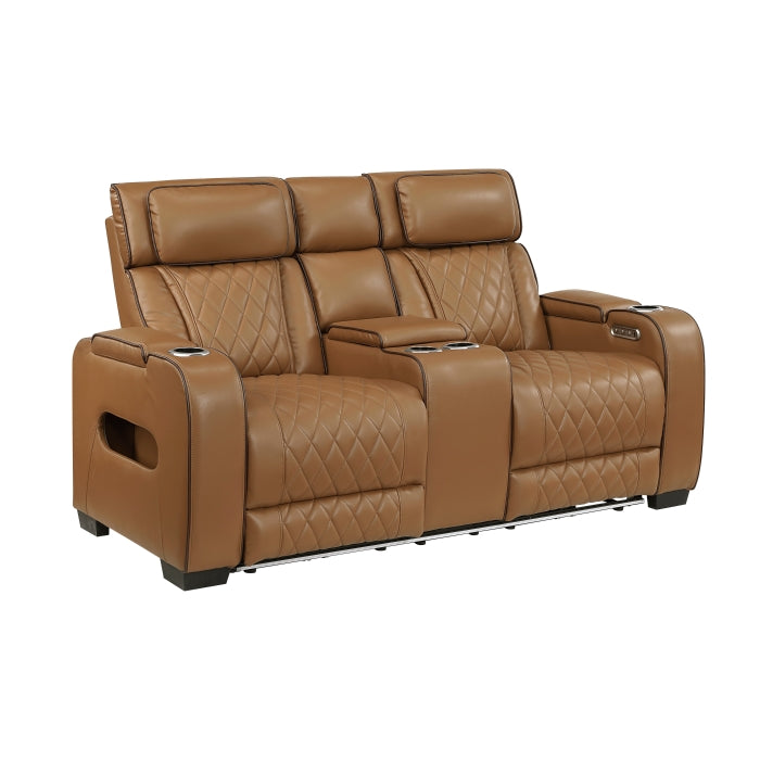 9516BRW*2PWH 2pc Set: Sofa, Love (Power) - 9516BRW*2PWH