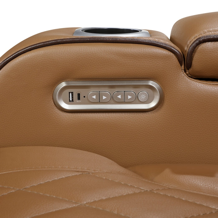 9516BRW*2PWH 2pc Set: Sofa, Love (Power) - 9516BRW*2PWH