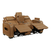9516BRW-2PWH Power Double Reclining Love Seat with Center Console, Power Headrests, Storage Arms(Top and Side), Cup holders, Charging Ports and LED lighting - 9516BRW-2PWH