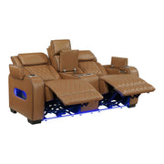9516BRW-2PWH Power Double Reclining Love Seat with Center Console, Power Headrests, Storage Arms(Top and Side), Cup holders, Charging Ports and LED lighting - 9516BRW-2PWH