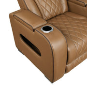 9516BRW-2PWH Power Double Reclining Love Seat with Center Console, Power Headrests, Storage Arms(Top and Side), Cup holders, Charging Ports and LED lighting - 9516BRW-2PWH