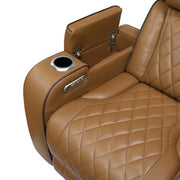 9516BRW-2PWH Power Double Reclining Love Seat with Center Console, Power Headrests, Storage Arms(Top and Side), Cup holders, Charging Ports and LED lighting - 9516BRW-2PWH